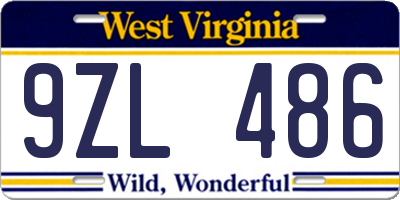 WV license plate 9ZL486