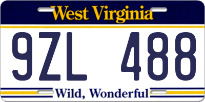WV license plate 9ZL488