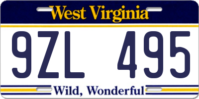 WV license plate 9ZL495