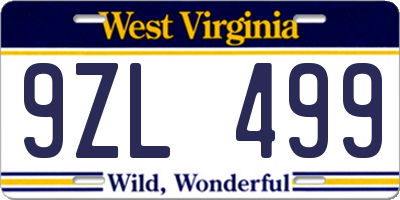 WV license plate 9ZL499