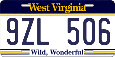 WV license plate 9ZL506
