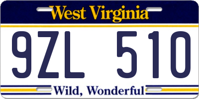 WV license plate 9ZL510