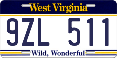 WV license plate 9ZL511