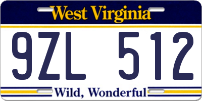 WV license plate 9ZL512
