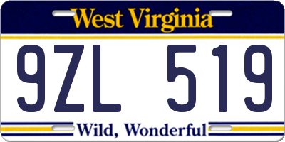 WV license plate 9ZL519