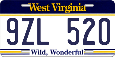 WV license plate 9ZL520