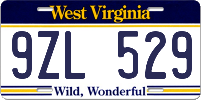 WV license plate 9ZL529