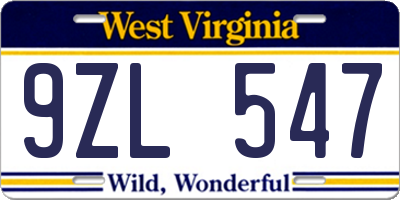 WV license plate 9ZL547