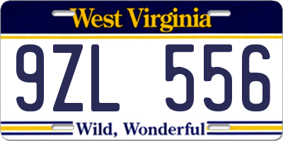 WV license plate 9ZL556