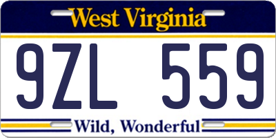 WV license plate 9ZL559