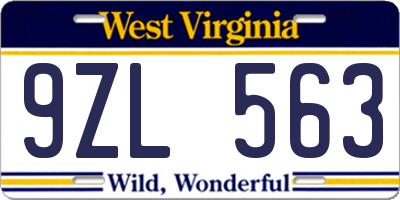 WV license plate 9ZL563