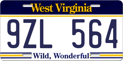 WV license plate 9ZL564