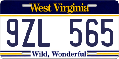 WV license plate 9ZL565