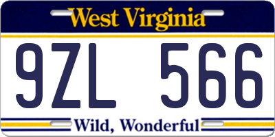 WV license plate 9ZL566
