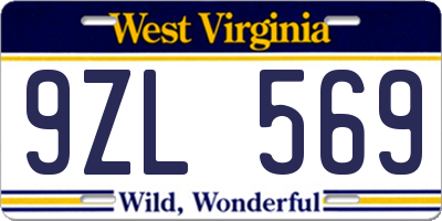 WV license plate 9ZL569