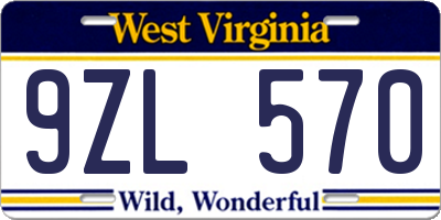 WV license plate 9ZL570