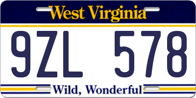 WV license plate 9ZL578