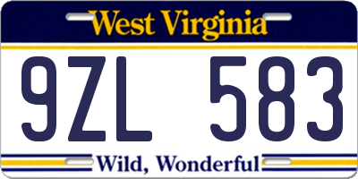 WV license plate 9ZL583