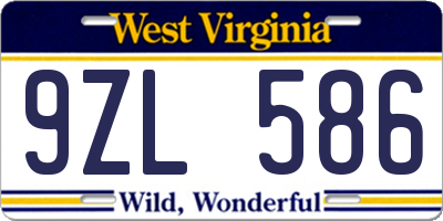 WV license plate 9ZL586