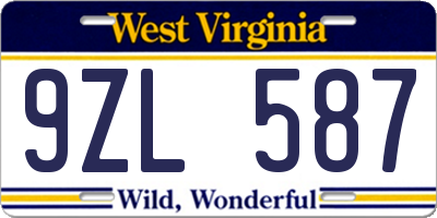 WV license plate 9ZL587