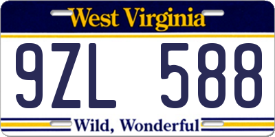 WV license plate 9ZL588