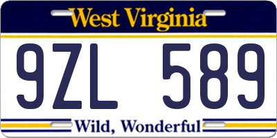 WV license plate 9ZL589