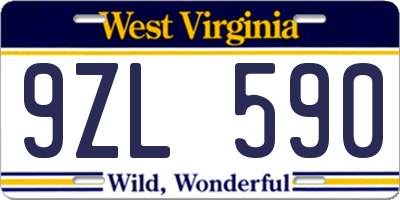 WV license plate 9ZL590