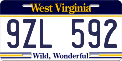 WV license plate 9ZL592