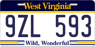 WV license plate 9ZL593