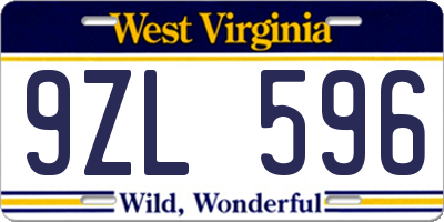 WV license plate 9ZL596