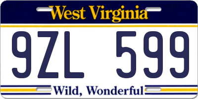 WV license plate 9ZL599