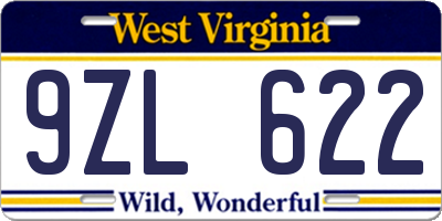 WV license plate 9ZL622