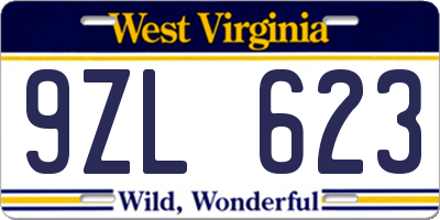 WV license plate 9ZL623