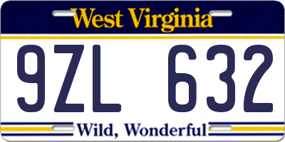 WV license plate 9ZL632