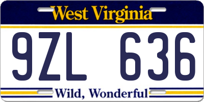WV license plate 9ZL636