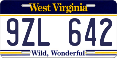 WV license plate 9ZL642