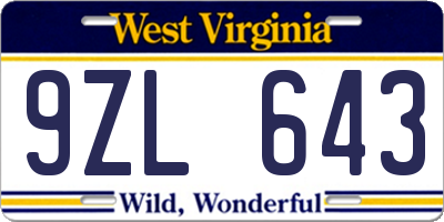 WV license plate 9ZL643