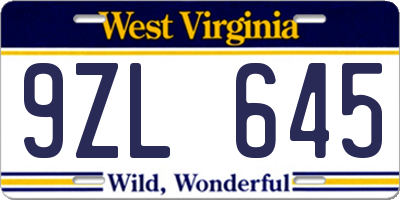 WV license plate 9ZL645