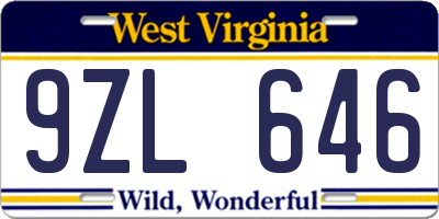 WV license plate 9ZL646