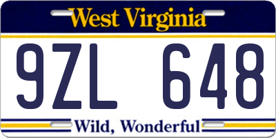 WV license plate 9ZL648