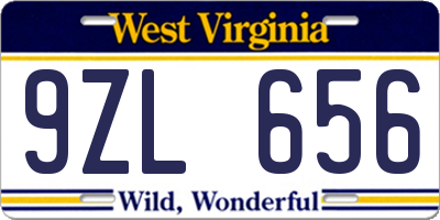 WV license plate 9ZL656