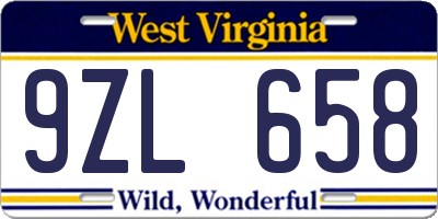 WV license plate 9ZL658
