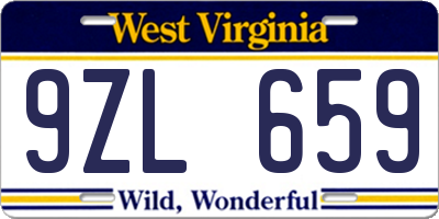 WV license plate 9ZL659