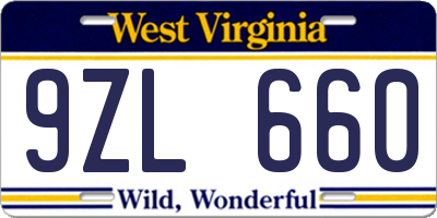 WV license plate 9ZL660