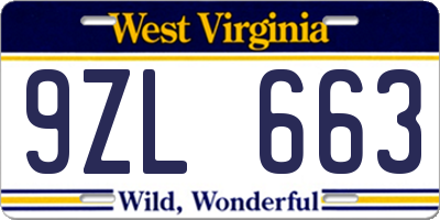 WV license plate 9ZL663