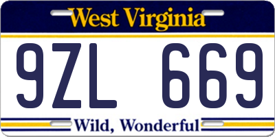 WV license plate 9ZL669