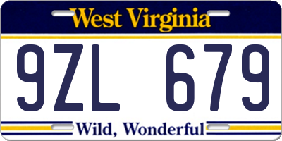 WV license plate 9ZL679