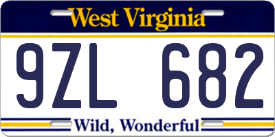 WV license plate 9ZL682