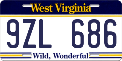 WV license plate 9ZL686