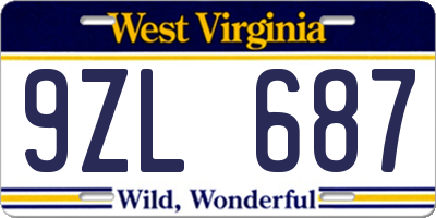 WV license plate 9ZL687